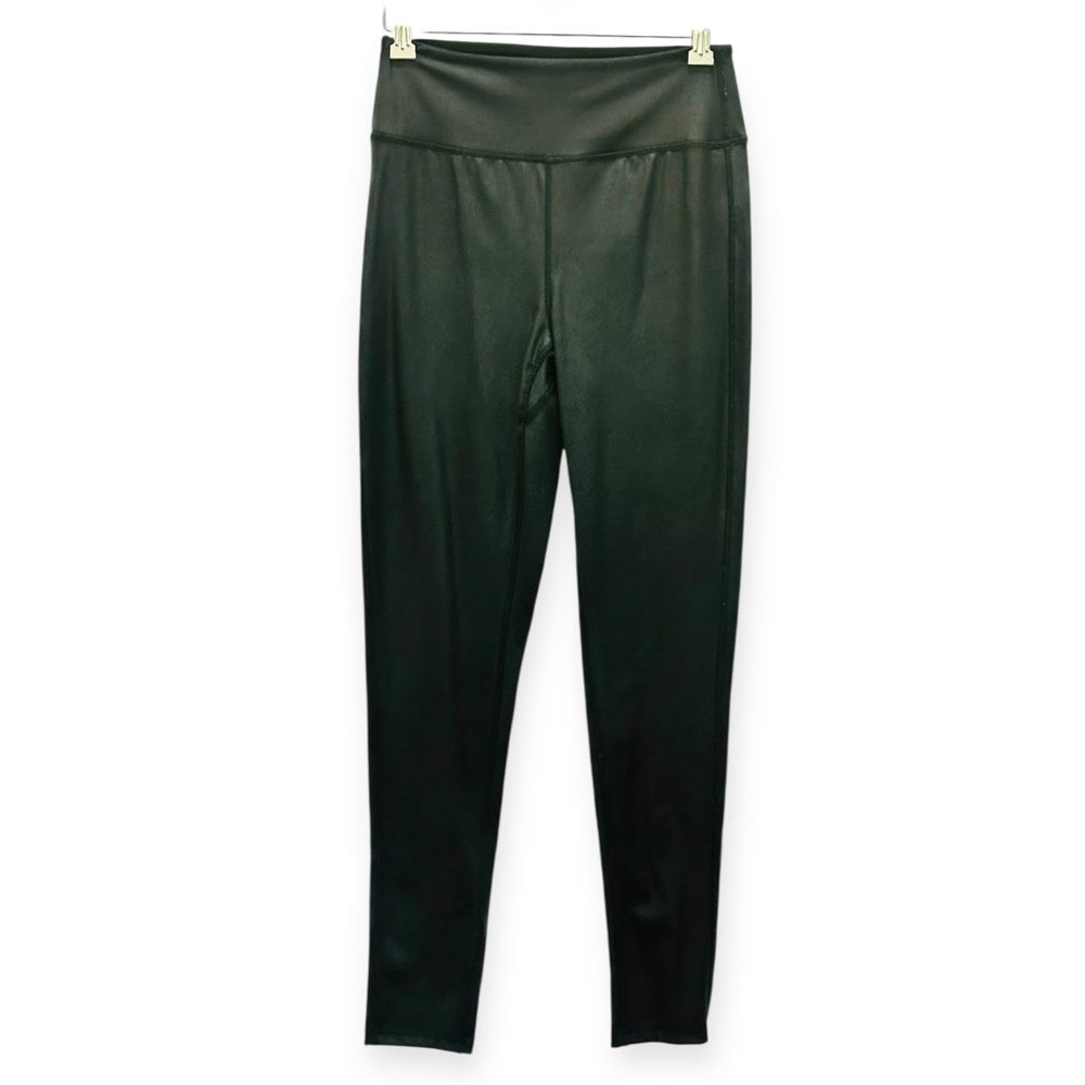 Black Faux Leather Leggings Womens Small High Rise Pull On Moto Coated Pants